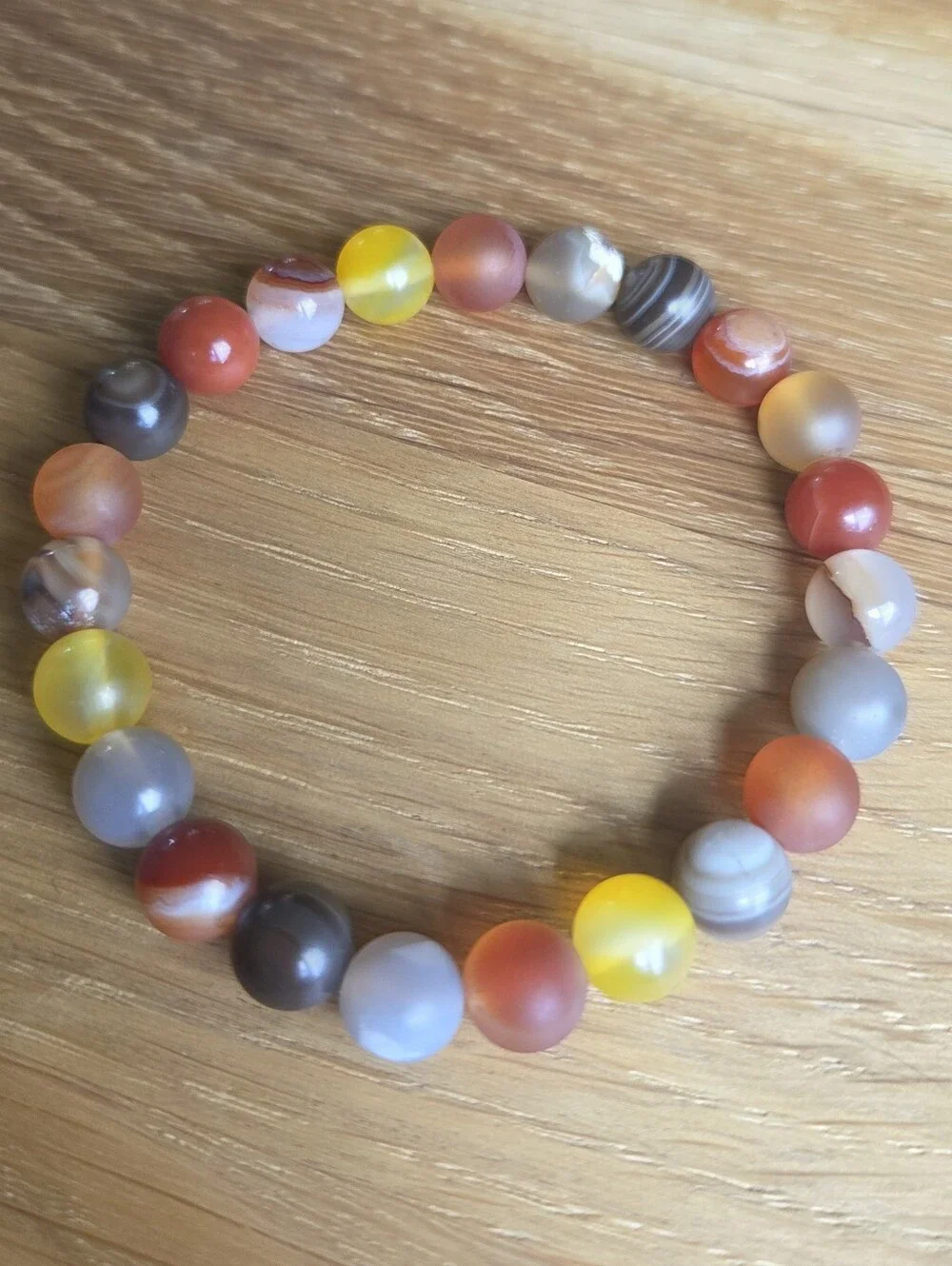 Carnelian & Agate Beaded Stretch Beaded Bracelet | Handmade